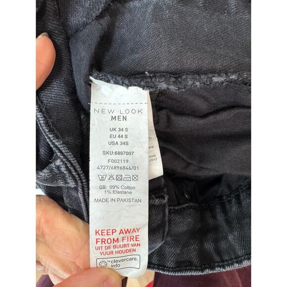 Tapered Jeans Black High Rise Ankle Length Crop Denim Pants - Size 34 * 26 - Picture 7 of 9